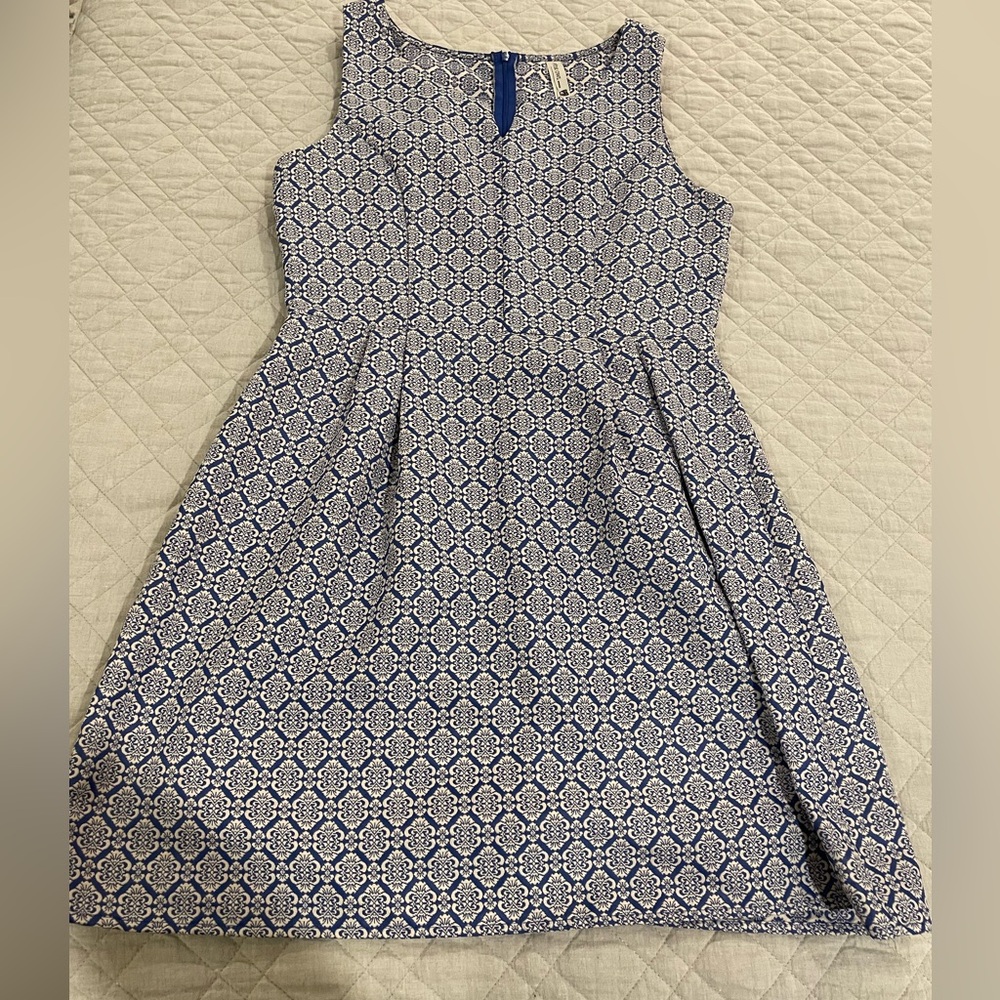 Pink Owl Blue and White Geometric Mini Dress